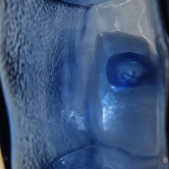 Vintage Cobalt Blue Pebbled Pressed Glass Bottle Circa 70's - Picture 6 of 7